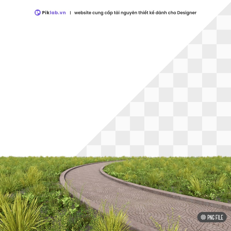 Design resource roadways through fresh green grass abstract 3d road isolated on transparent background PNG con đường